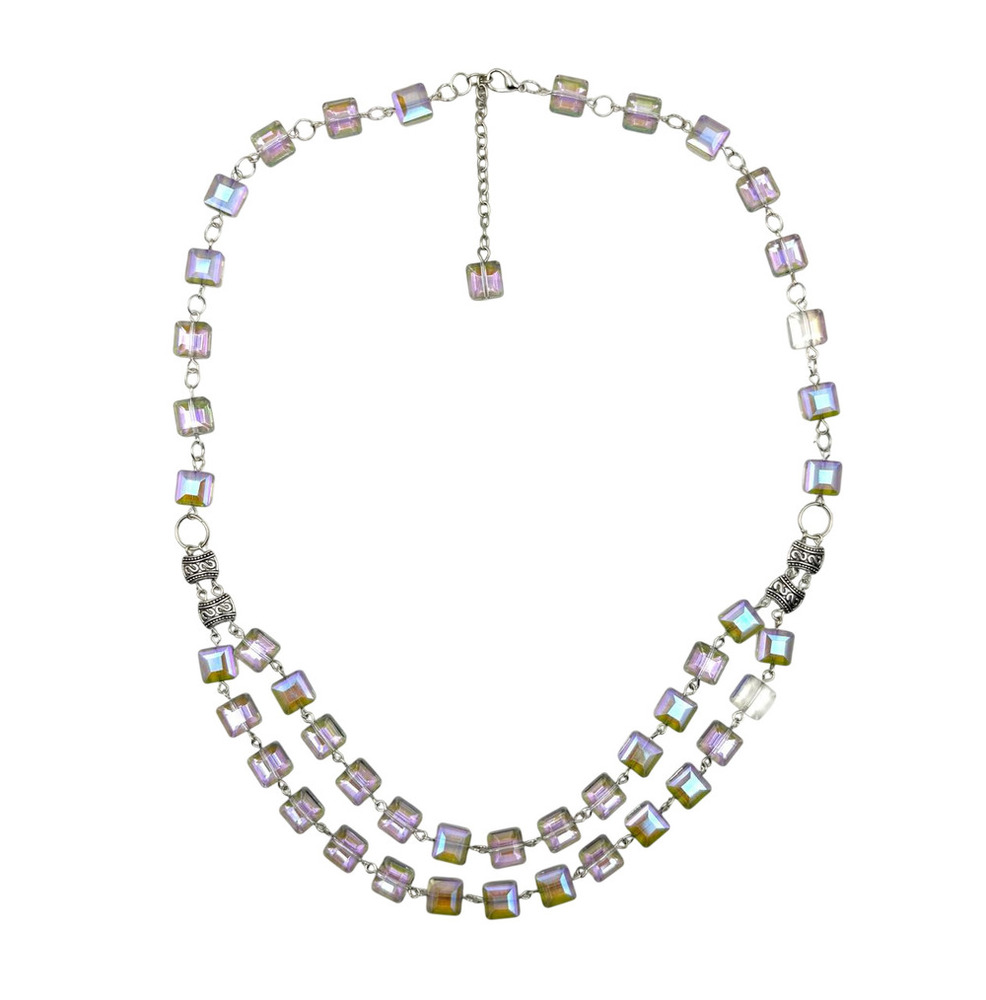 Aurora Cube Crystal Layered Handmade Necklace