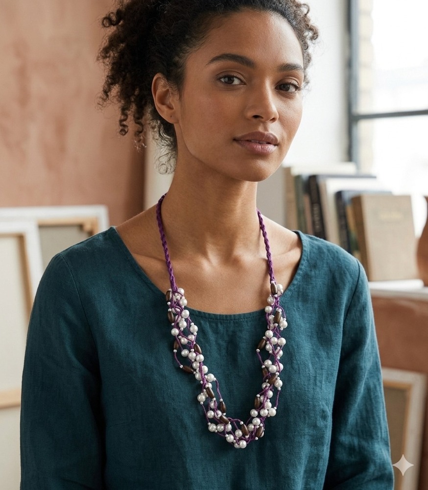 AMETHYST HORIZON MIXED BEAD CLUSTER COLLAR