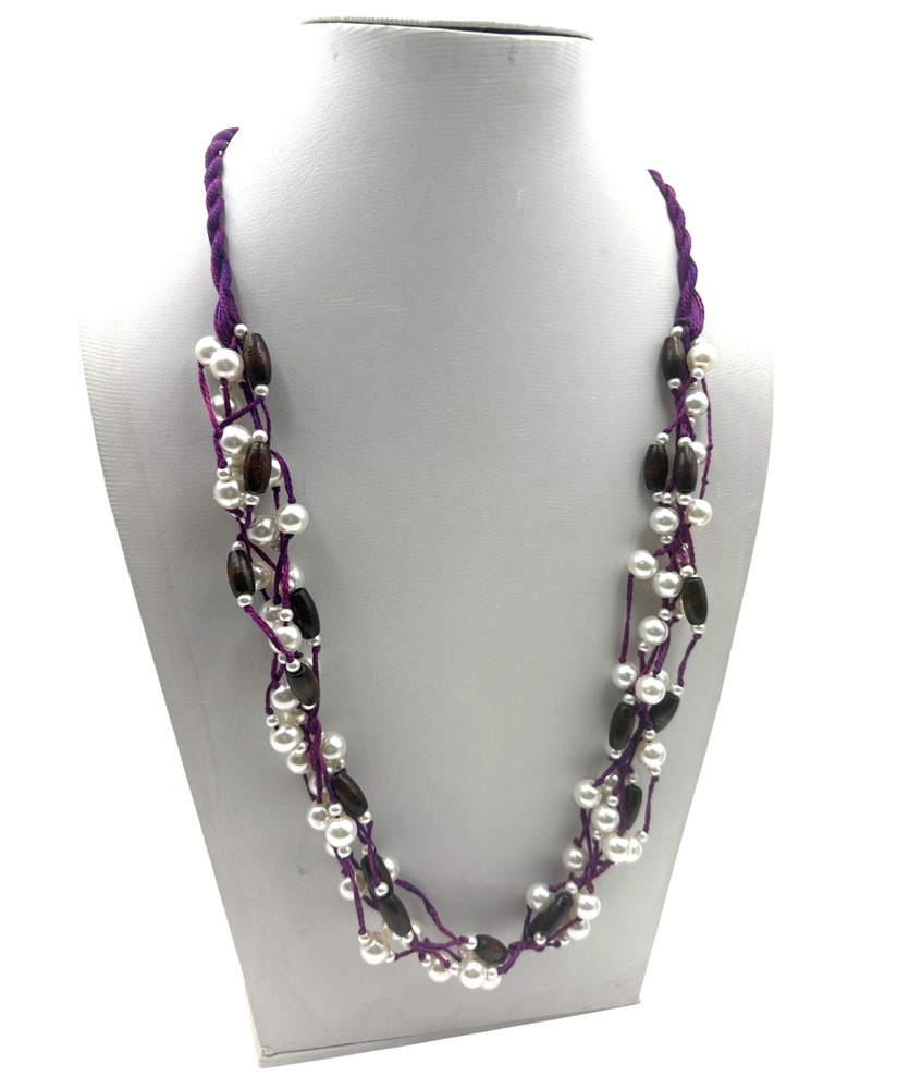 AMETHYST HORIZON MIXED BEAD CLUSTER COLLAR