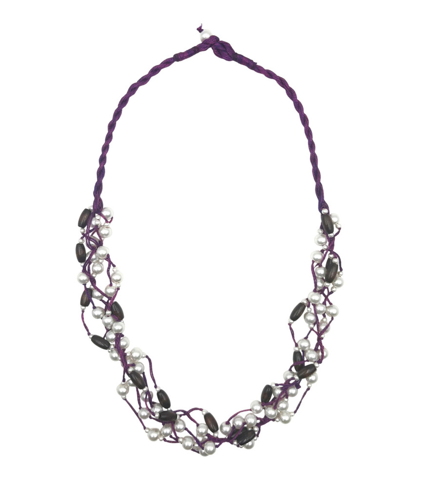 AMETHYST HORIZON MIXED BEAD CLUSTER COLLAR