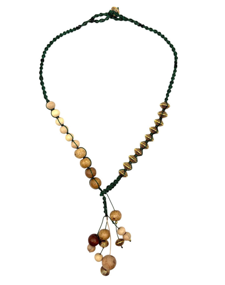 Bohemian Mixed Beady -Y- Necklace With Dangling Cluster