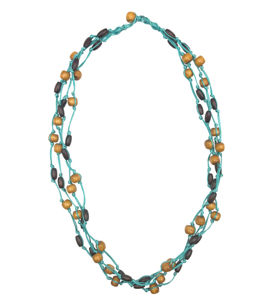BOHO OASIS KNOTTED WOOD BEAD NECKLACE