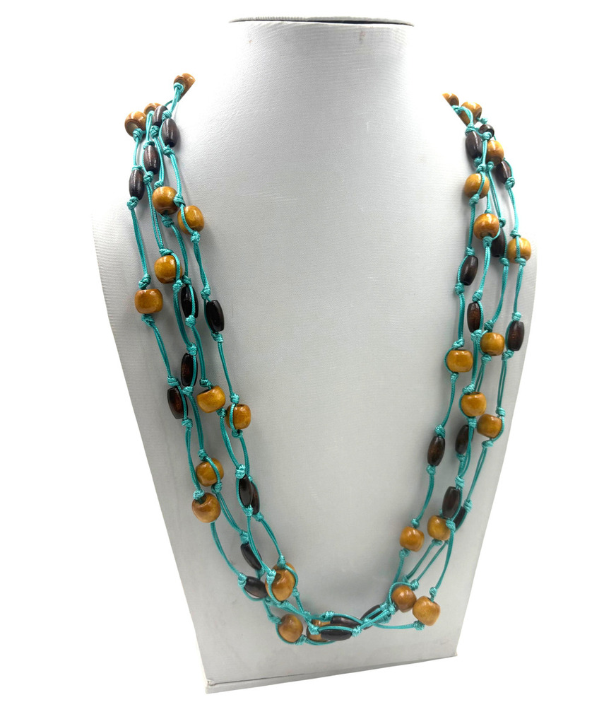 BOHO OASIS KNOTTED WOOD BEAD NECKLACE