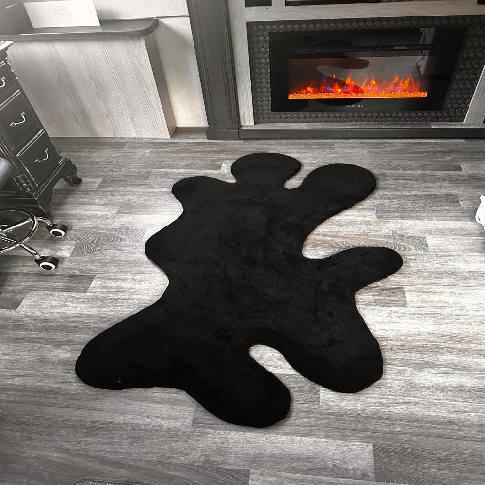 Handmade Dark Brown Irregular Shaped Tufted Wool Rug, Modern Abstract Organic Design Area Carpet For Living Room And Bedroom Decor - Backing Material: Canvas Latex