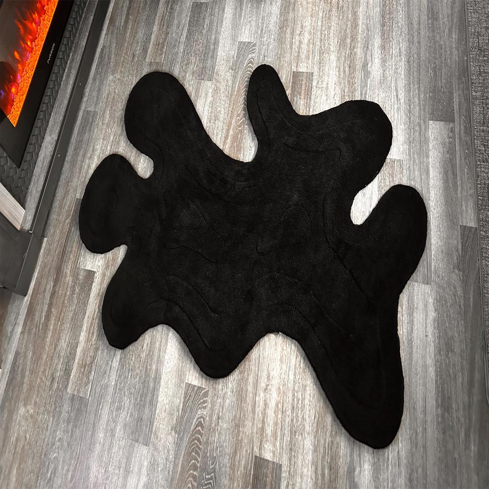 Handmade Dark Brown Irregular Shaped Tufted Wool Rug, Modern Abstract Organic Design Area Carpet for Living Room and Bedroom Decor