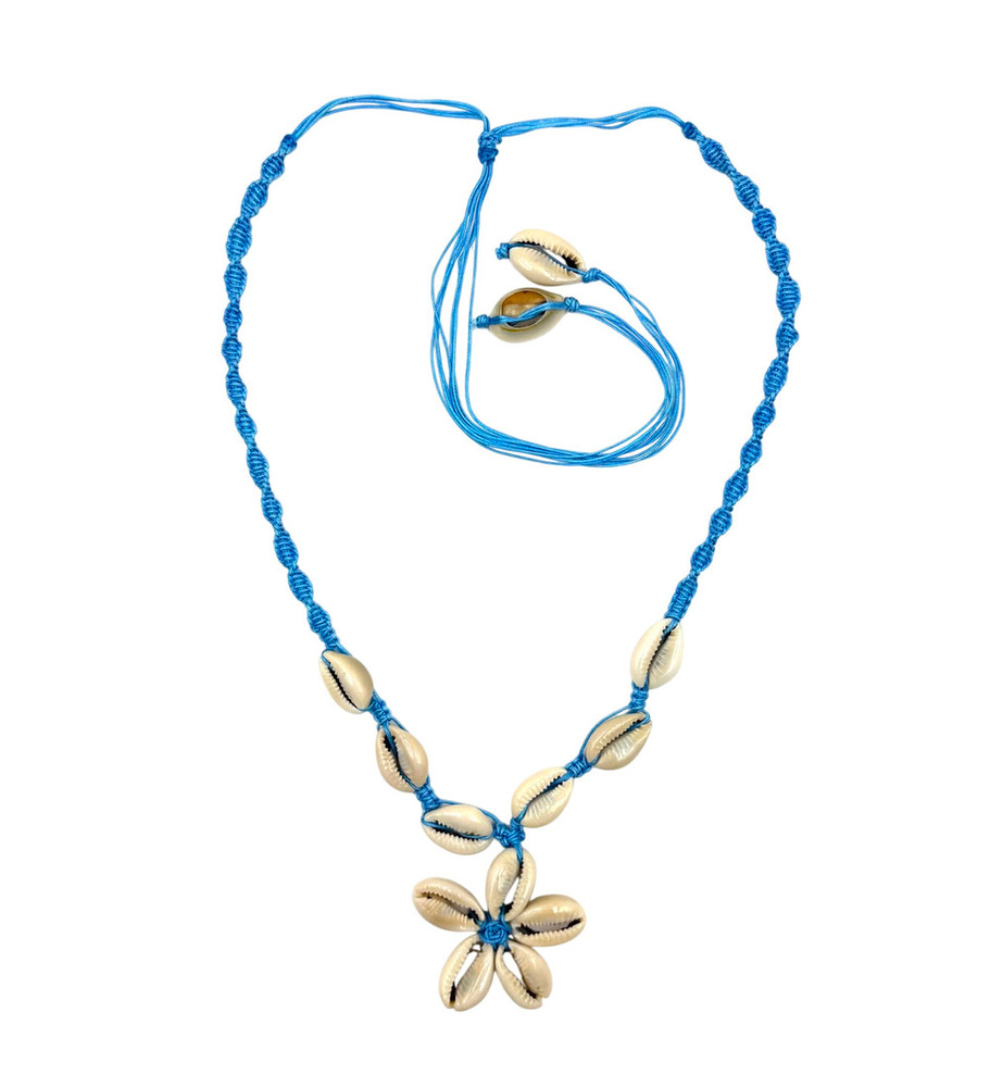 HANDMADE OCEAN BLOOM SHELL And WAX CORD NECKLACE