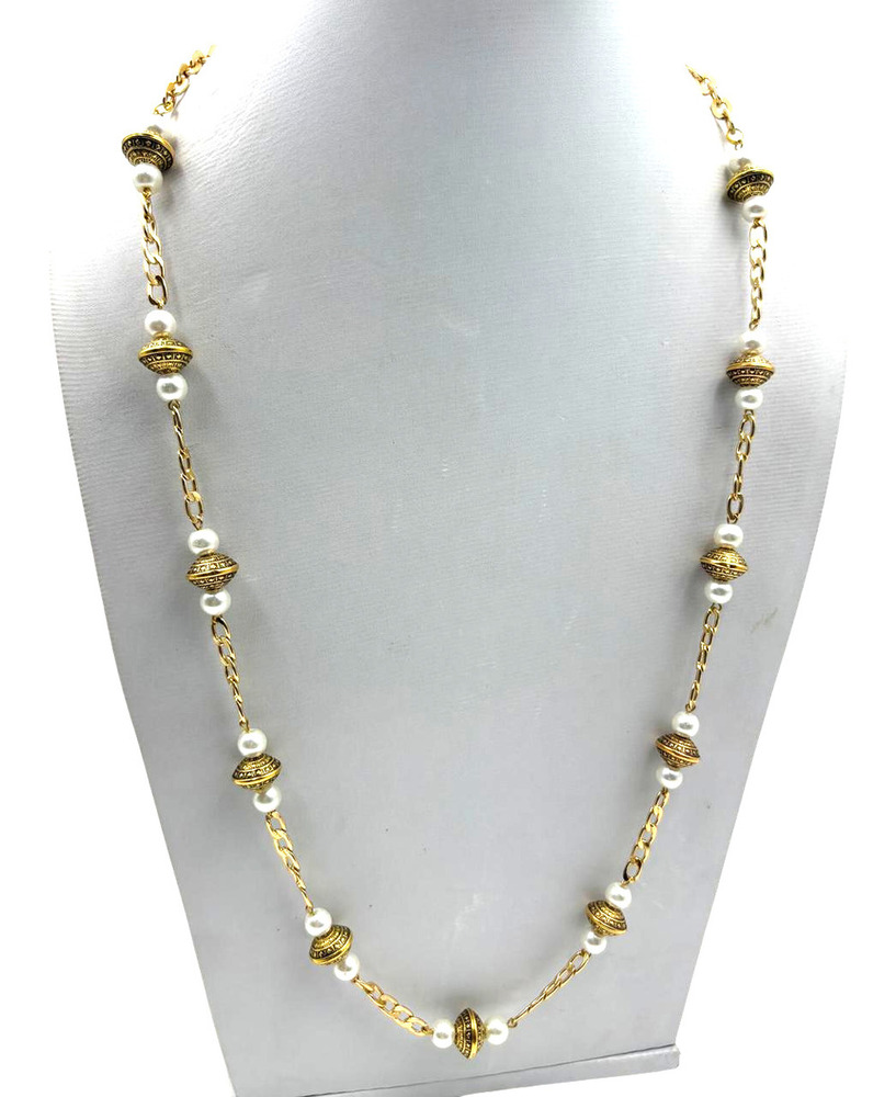 Handcrafted Pearl Station Opera Length Necklace