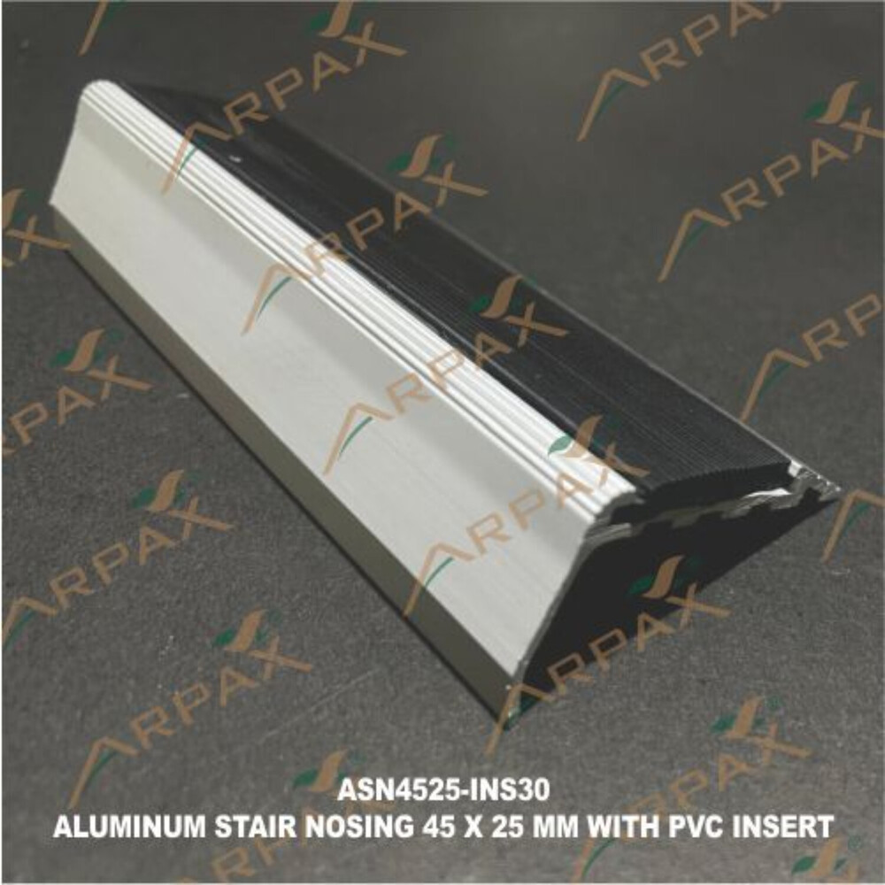 ASN4525-INS30 Aluminium Stair Noising 45 x25mm With PVC Insert