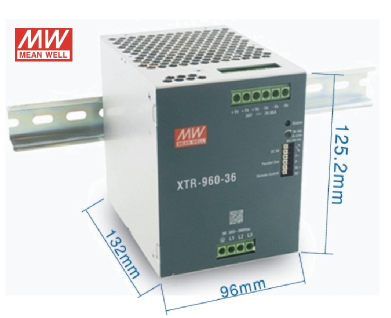 Xtr-960 Series 960W Ac/Dc 3 Input Ultra Slim Industrial Din Rail Power - Color: Silver