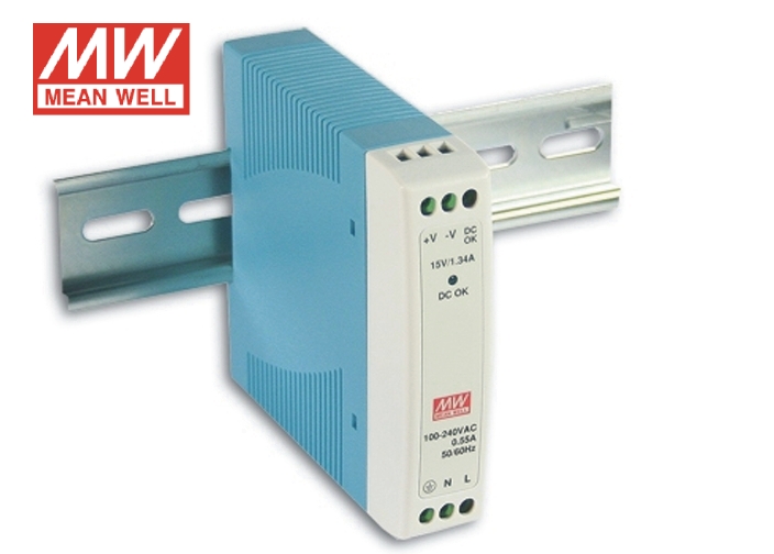 Mdr-10 Series 10W Single Output Industrial Din Rail Power Supply - Color: White And Blue