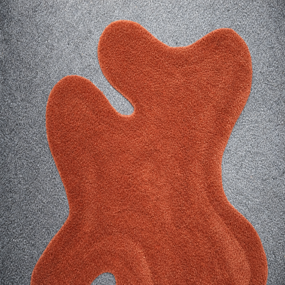 Hand Tufted Abstract Irregular Shaped Rust Terracotta Wool Rug for Modern Living Room Home Decor