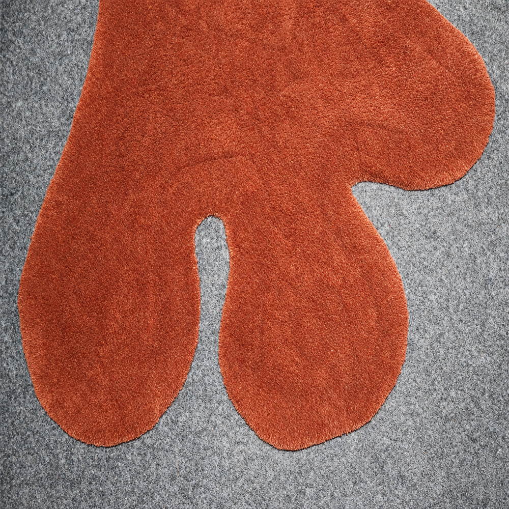 Hand Tufted Abstract Irregular Shaped Rust Terracotta Wool Rug for Modern Living Room Home Decor