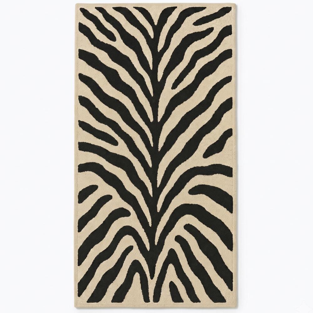 Black and Cream Zebra Print Hand Tufted Rug for Modern Home Decor