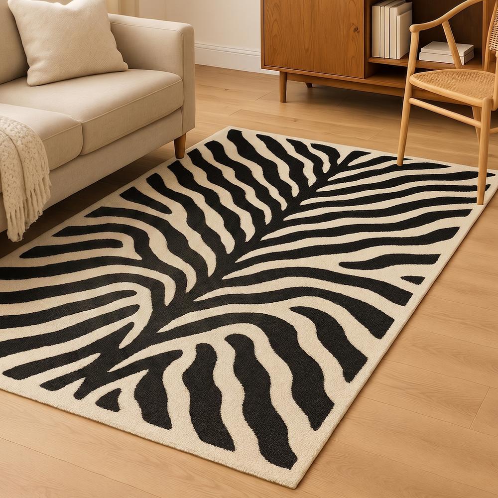 Black and Cream Zebra Print Hand Tufted Rug for Modern Home Decor