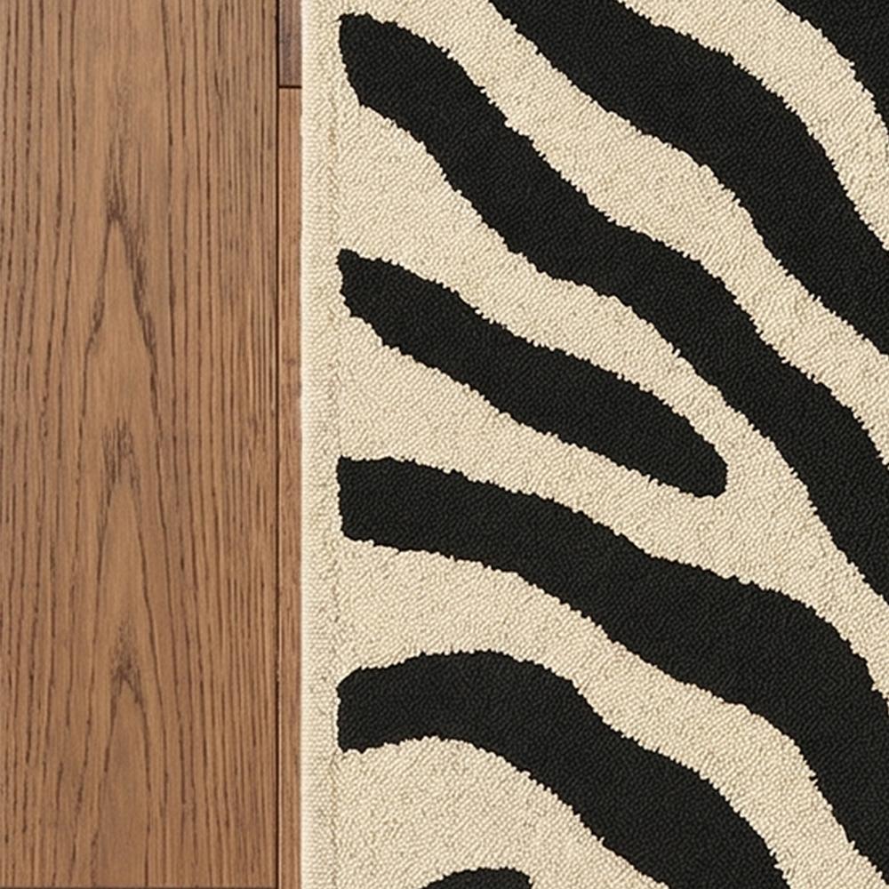 Black and Cream Zebra Print Hand Tufted Rug for Modern Home Decor