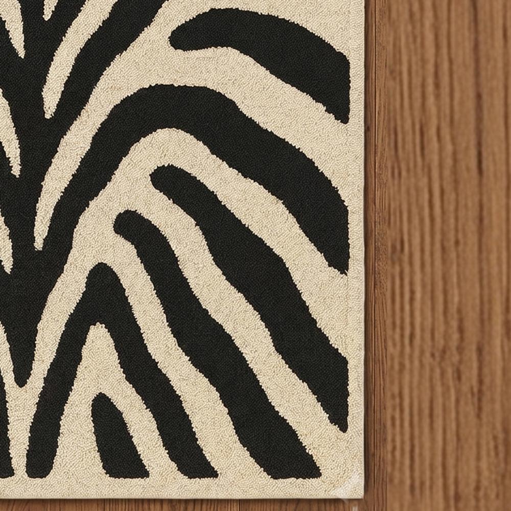 Black and Cream Zebra Print Hand Tufted Rug for Modern Home Decor