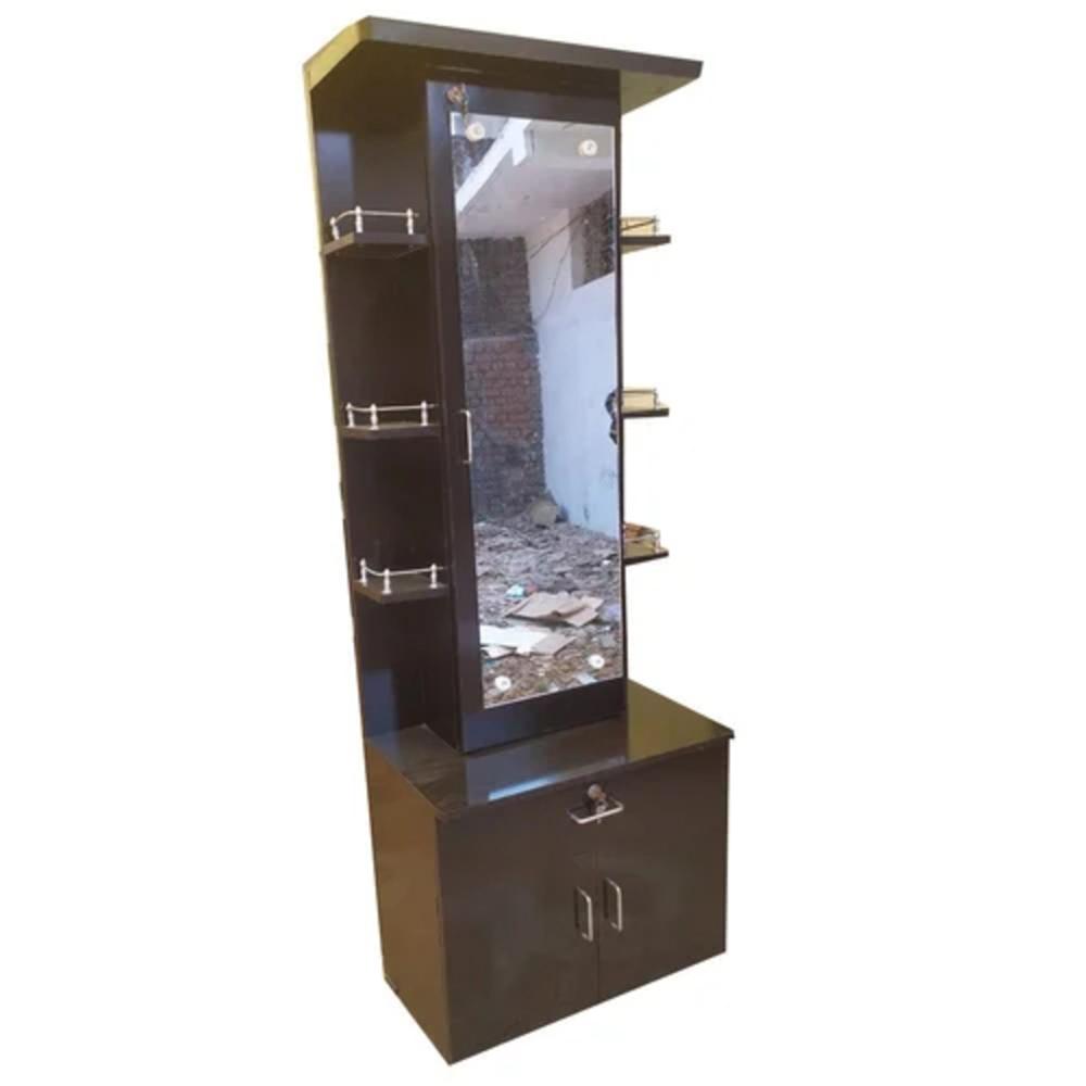 Wooden Dressing Table - Solid Wood, 7 Feet (H) X 4 Feet (D), Antique Brown Finish | Indoor Furniture With Indian Style Design