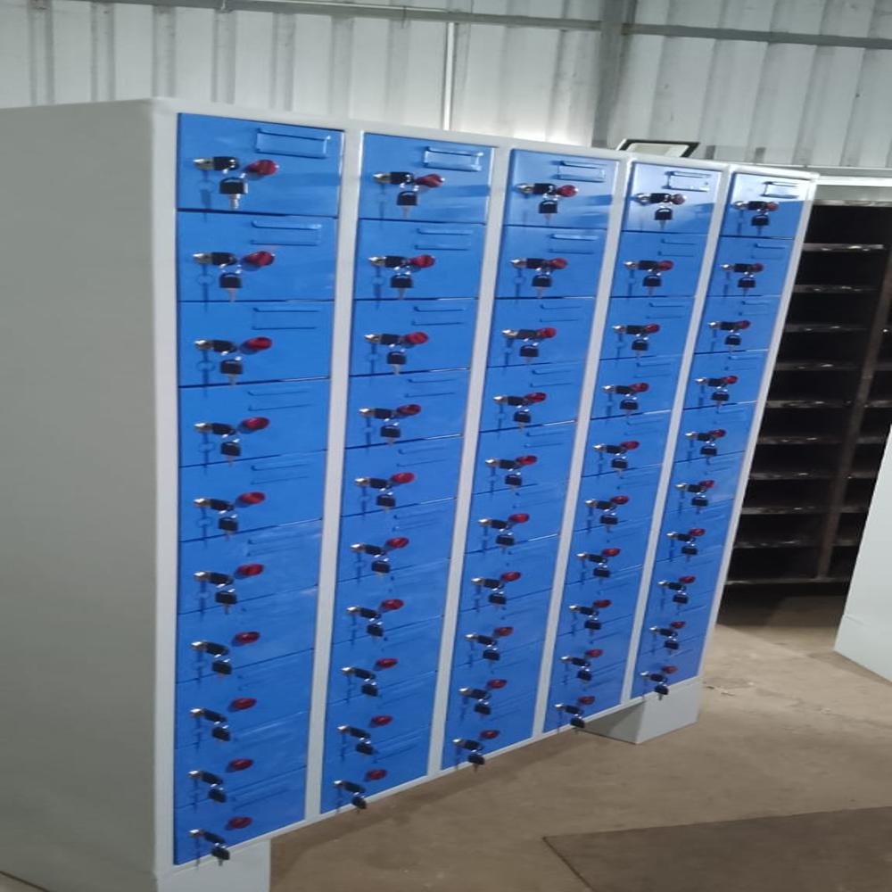 50 Door Cellphone Storage Locker - Color: Blue And White