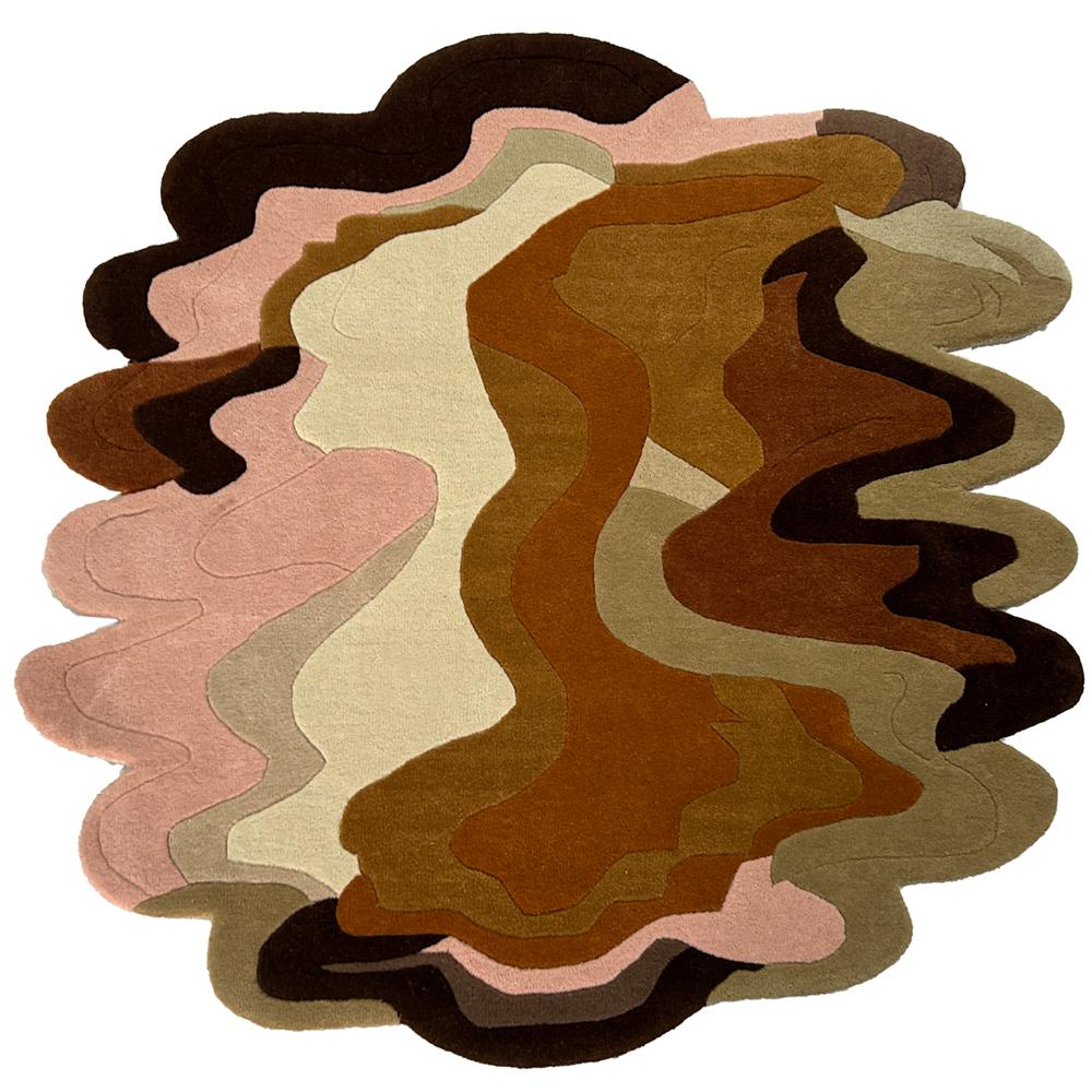 Handmade Abstract Wavy Scalloped Area Rug in Multicolor, Modern Tufted Rug for Bedroom and Living Room |