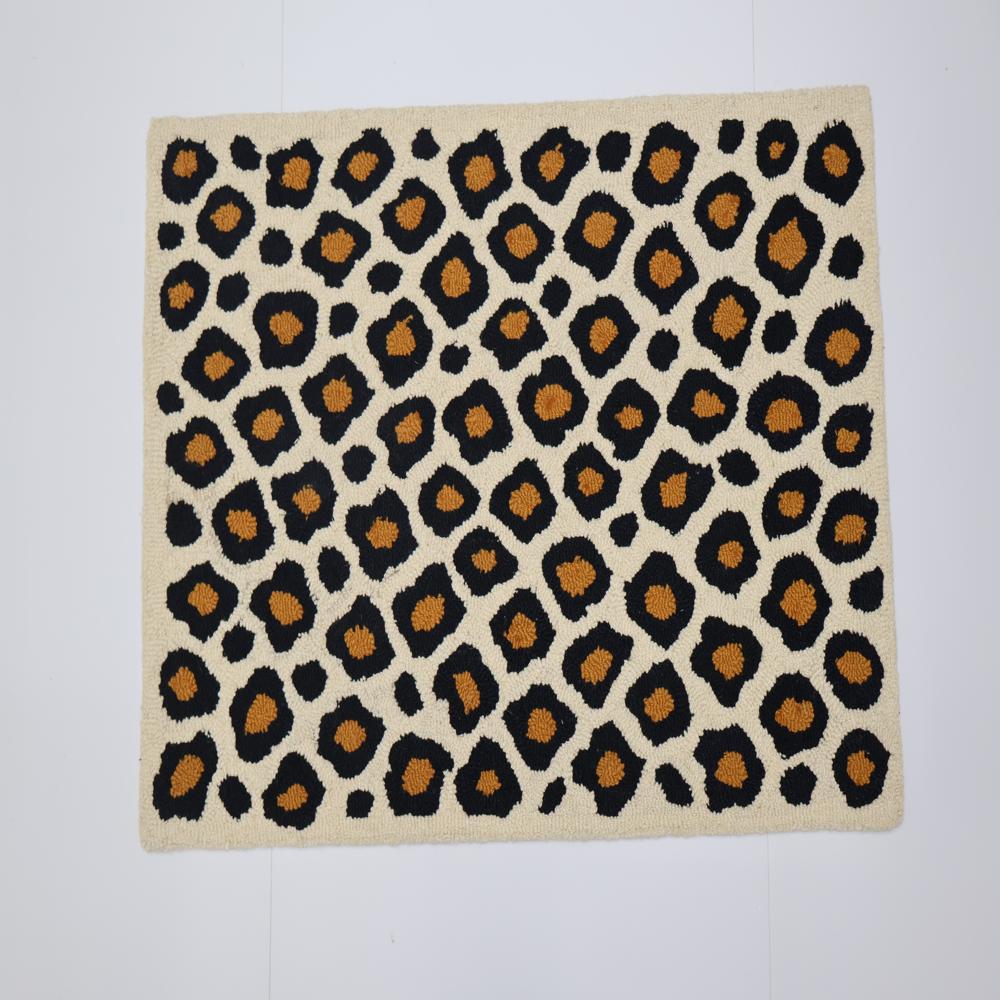 Handmade Leopard Print Tufted Rug in Black, Mustard and Cream | Animal Print Area Rug for Bedroom and Living Room | Custom Size Carpet | Tred India