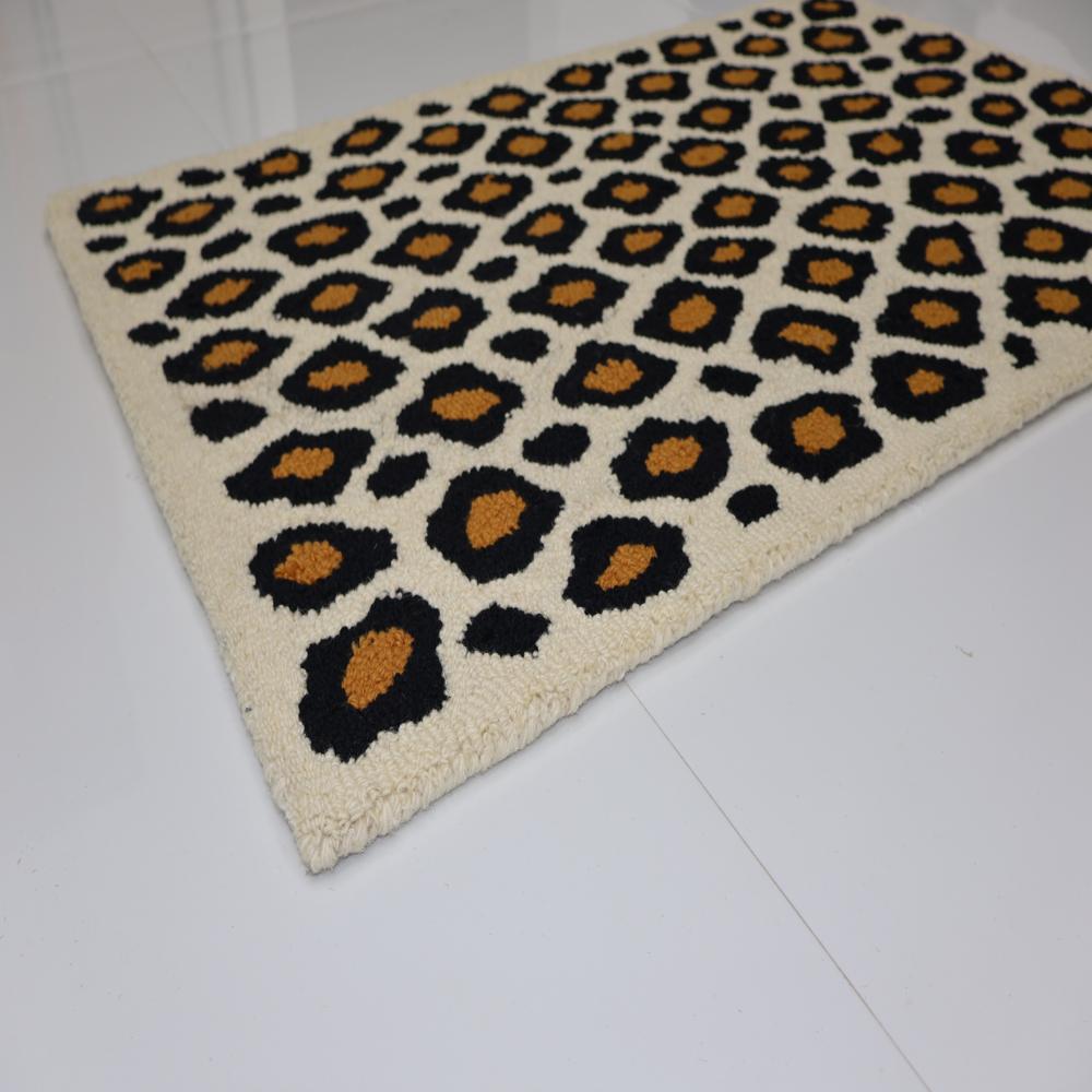 Handmade Leopard Print Tufted Rug in Black, Mustard and Cream | Animal Print Area Rug for Bedroom and Living Room | Custom Size Carpet | Tred India