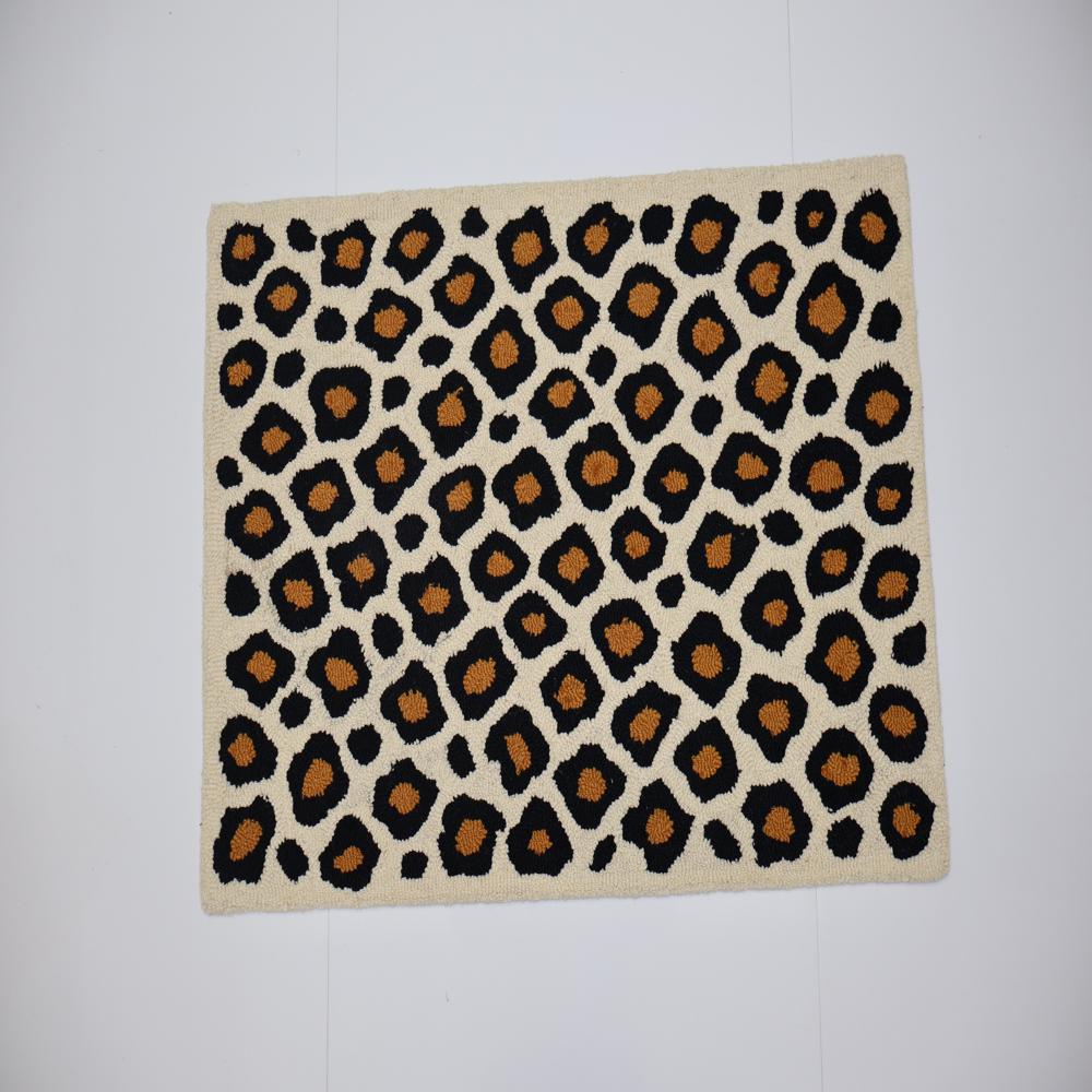 Handmade Leopard Print Tufted Rug in Black, Mustard and Cream | Animal Print Area Rug for Bedroom and Living Room | Custom Size Carpet | Tred India