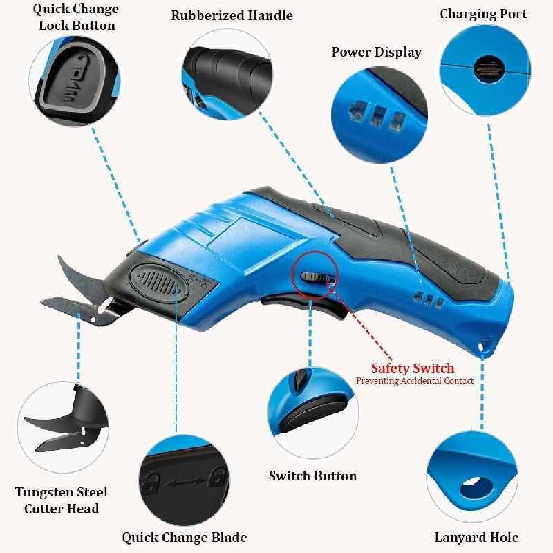 Electric Fabric Cutter With Interchangeable Blades