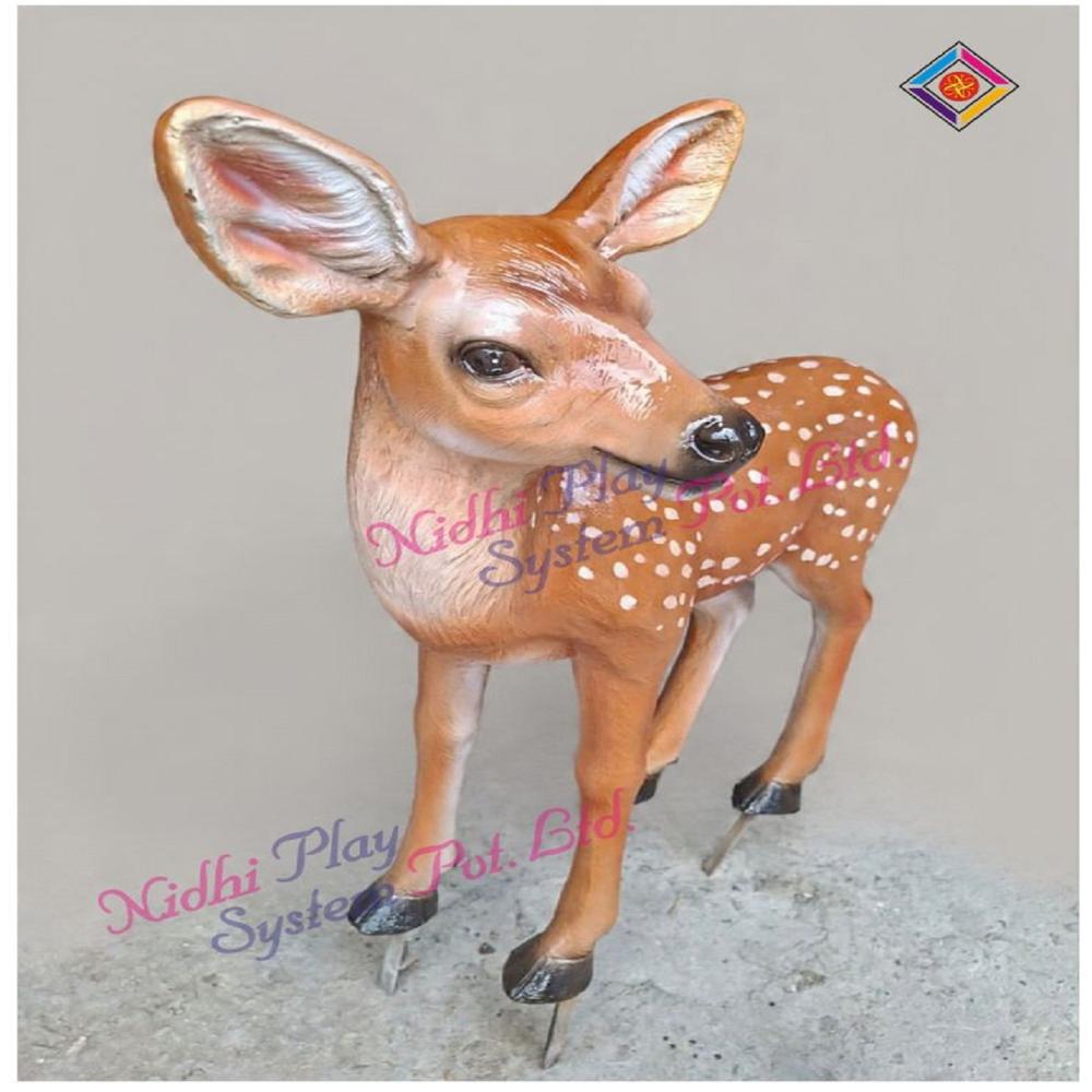 Frp Deer Statue - Frp, 3.5x3 Ft, Natural Matte | Life-size, Weather Resistant, Low Maintenance