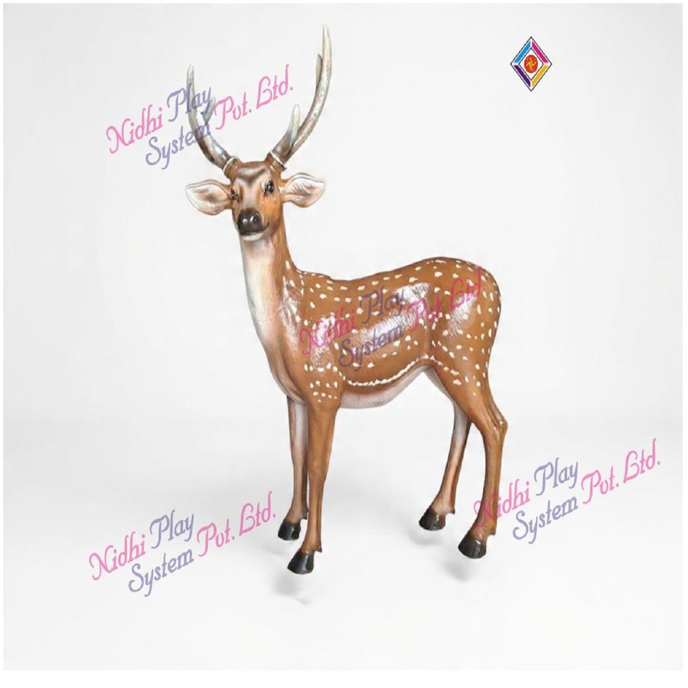 Frp Deer Statue - Frp, 3.5x3 Ft, Natural Matte | Life-size, Weather Resistant, Low Maintenance