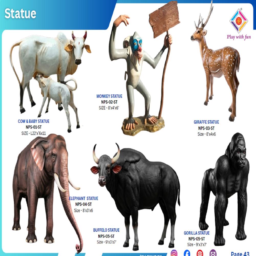 Frp Deer Statue - Frp, 3.5x3 Ft, Natural Matte | Life-size, Weather Resistant, Low Maintenance