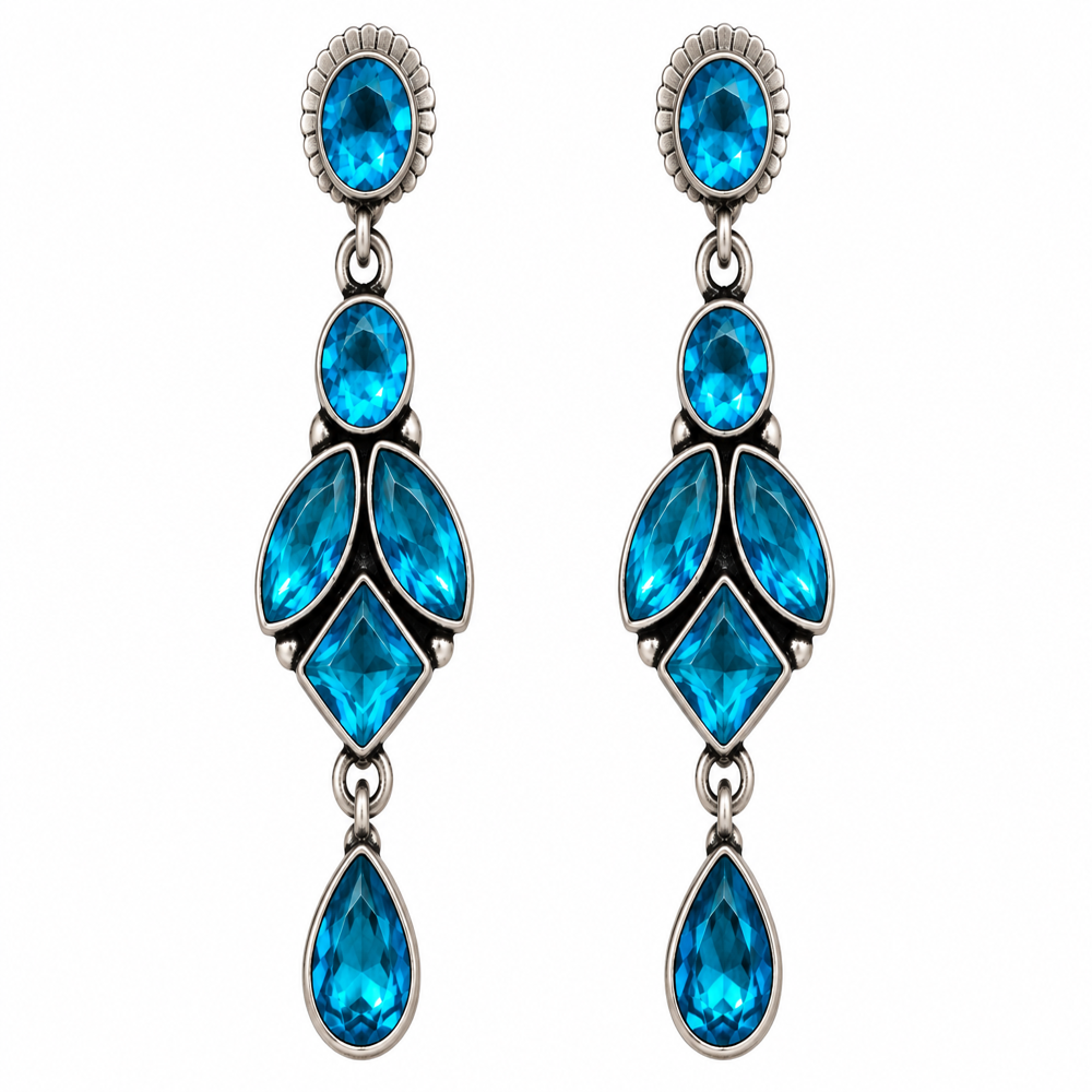 Blue Stone Dangle Earrings - Grade: A
