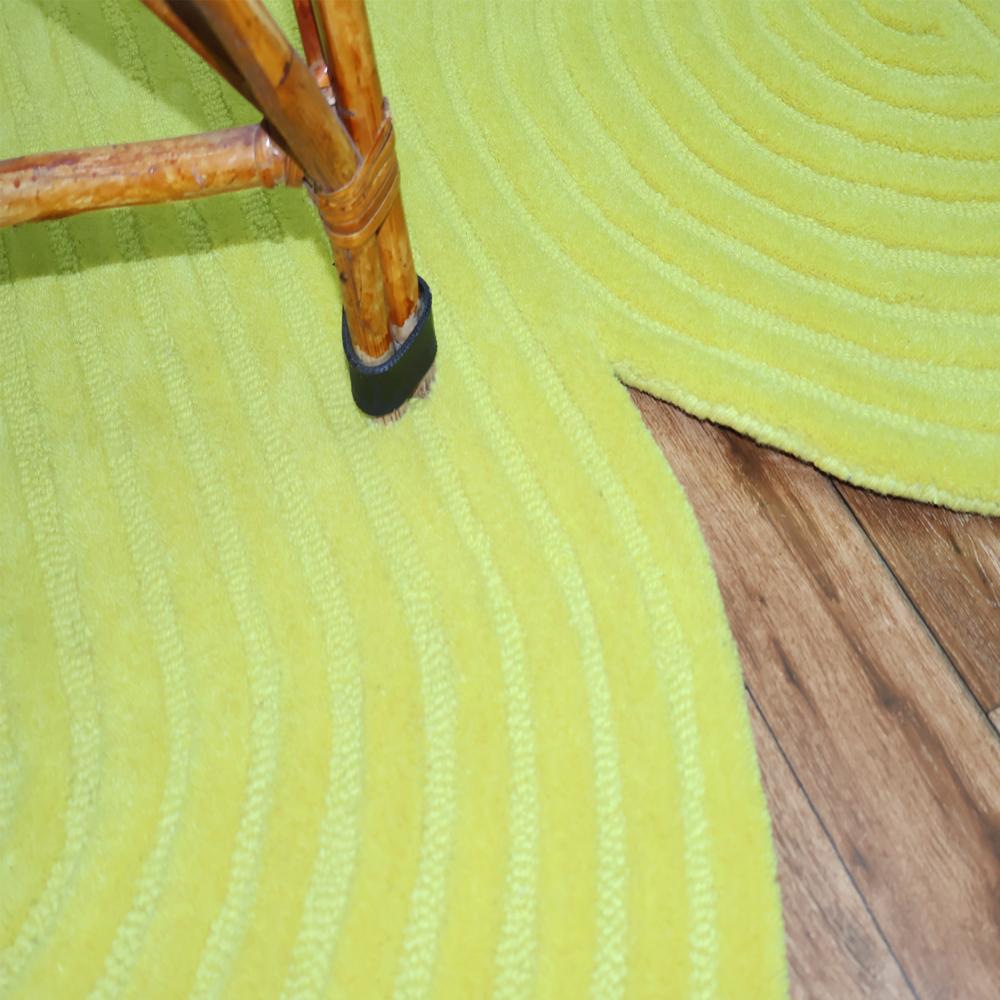 Hand Tufted Lime Green Abstract Rug with Irregular Organic Shape and Raised Linear Pattern for Modern Living Room and Bedroom Decor
