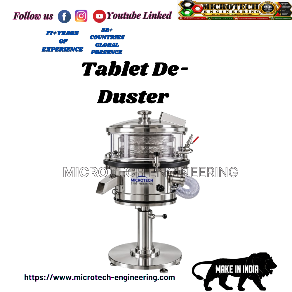 Tablet De-duster - Stainless Steel, Automatic De-dusting System | 1-year Warranty, Adjustable Height, Easy Mobility, Inline Metal Detector
