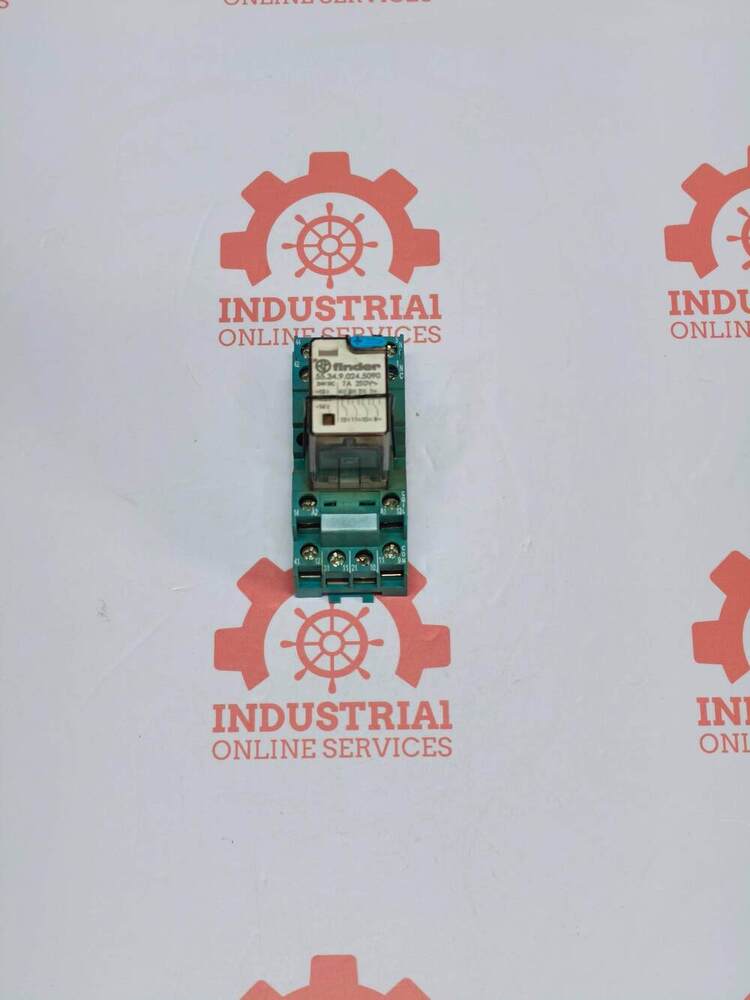 FINDER 55.34.9.024.5090 Industrial Electromagnetic Miniature Plug-In Relay Featuring A 24V DC Coil And A 4PDT (4 Changeover) Contact Configuration Rated For A 7A Switching Current