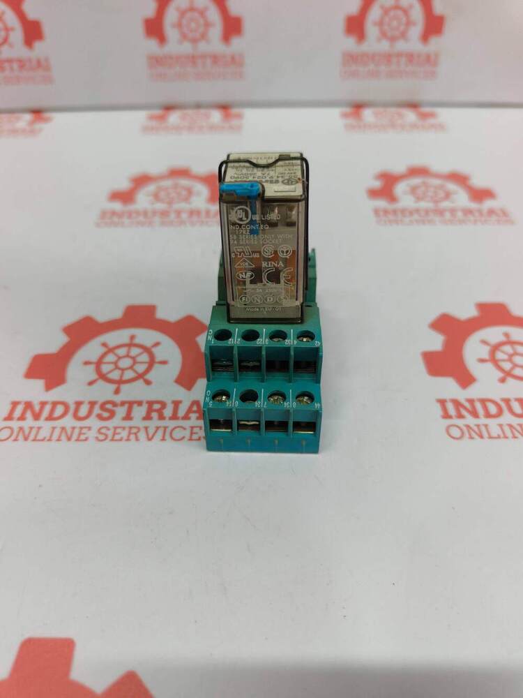 FINDER 55.34.9.024.5090 Industrial Electromagnetic Miniature Plug-In Relay Featuring A 24V DC Coil And A 4PDT (4 Changeover) Contact Configuration Rated For A 7A Switching Current