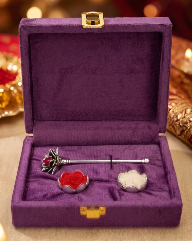 Rajatkamal Tilak Gift Box in Pure Silver Plating