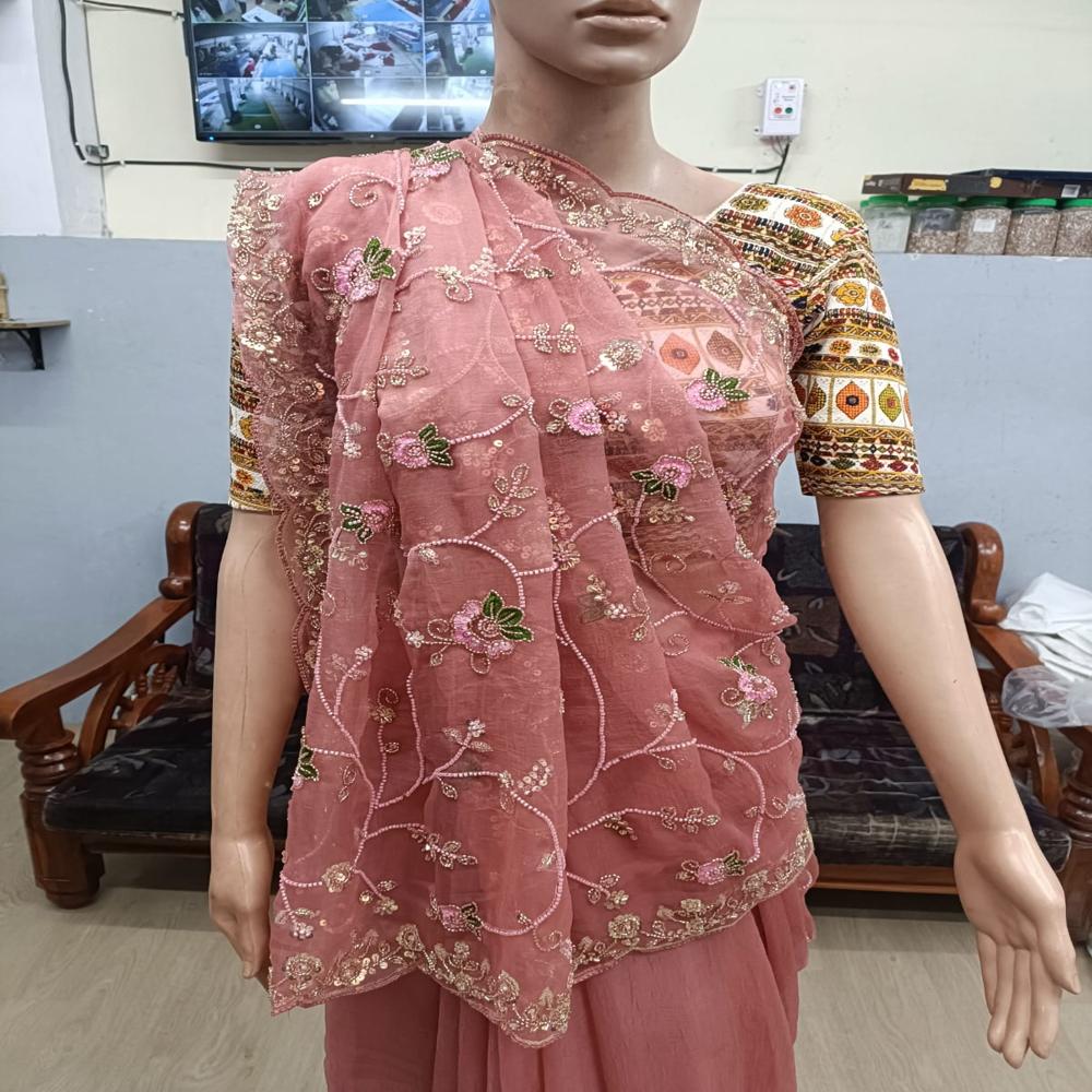 Rose Petal Embroidered Saree