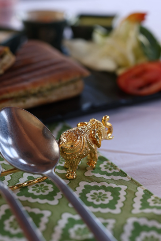 Elephant Carved Spoon Rest in Gold Plating (Set of 4)