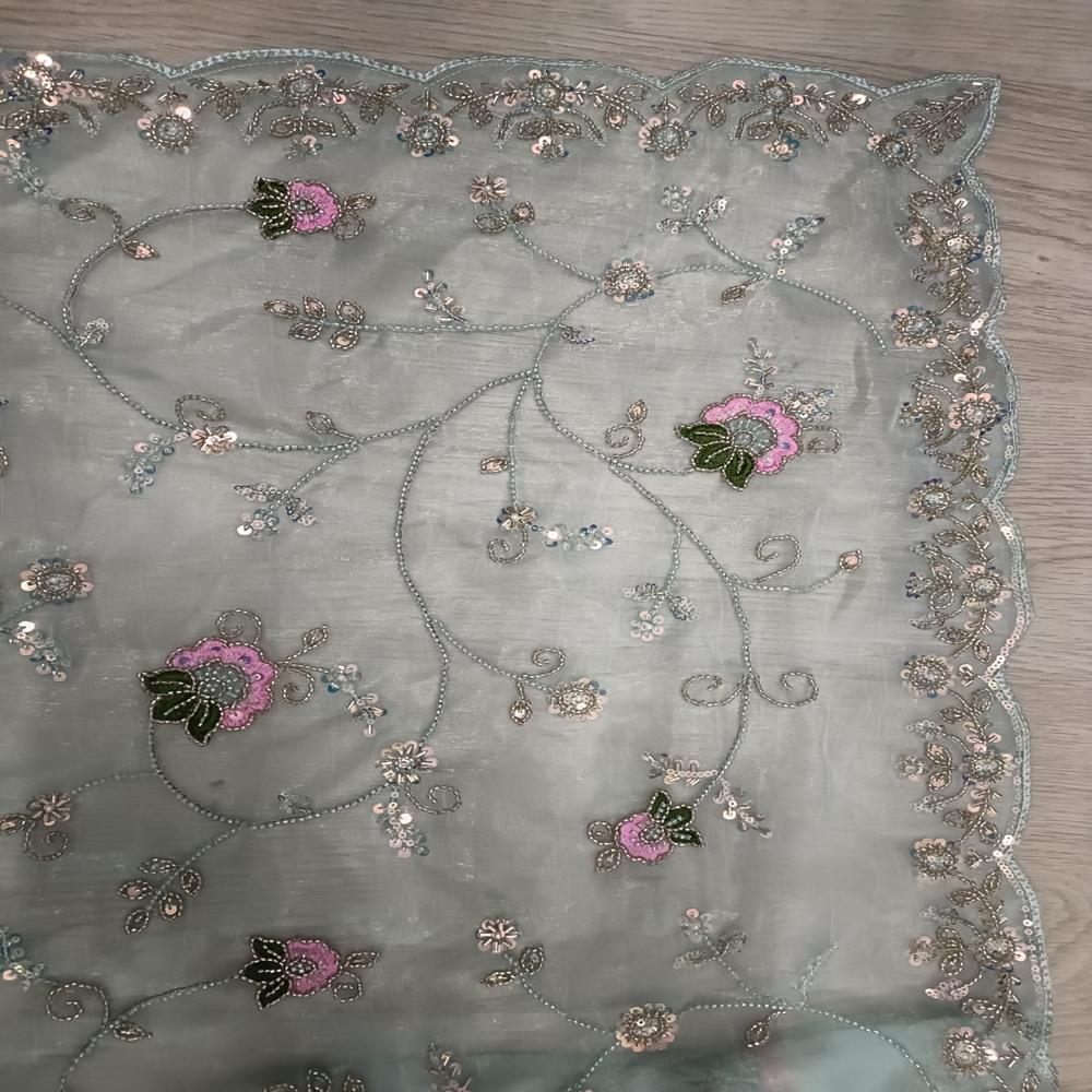 Mint Meadow Embroidered Saree
