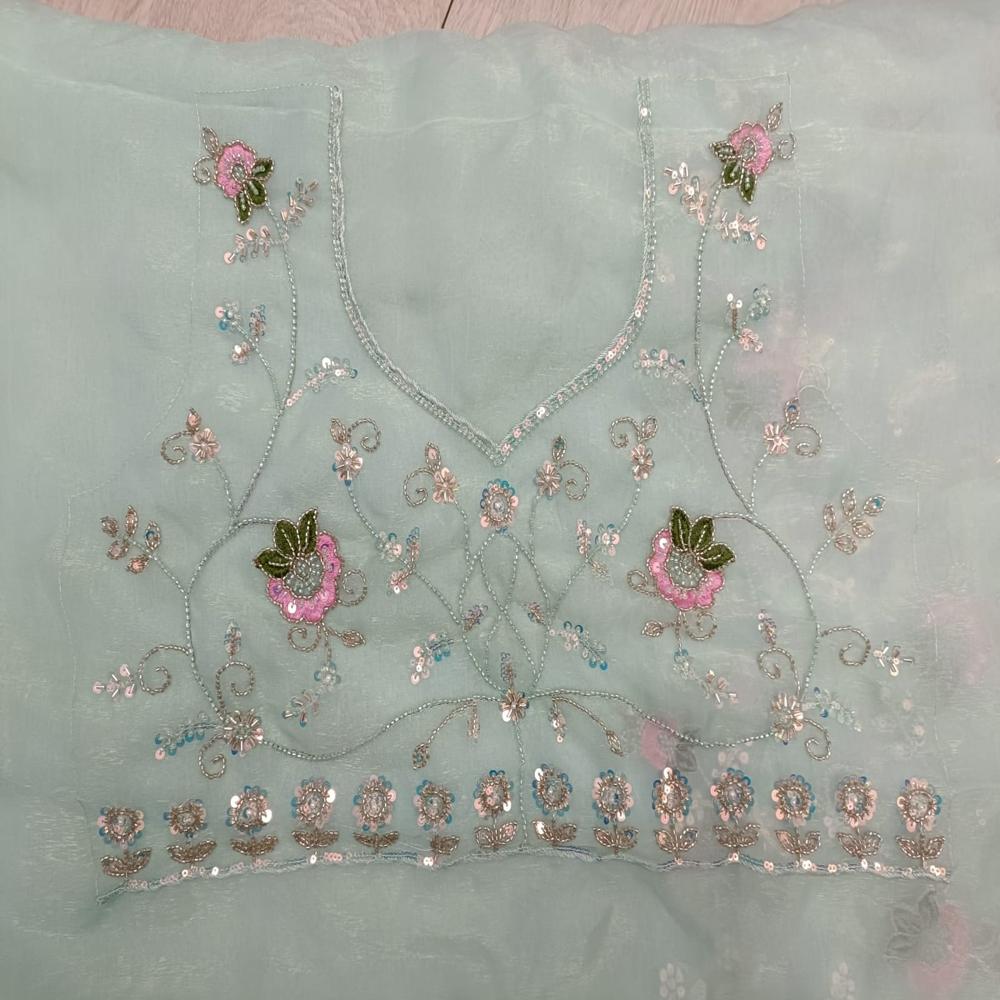 Mint Meadow Embroidered Saree