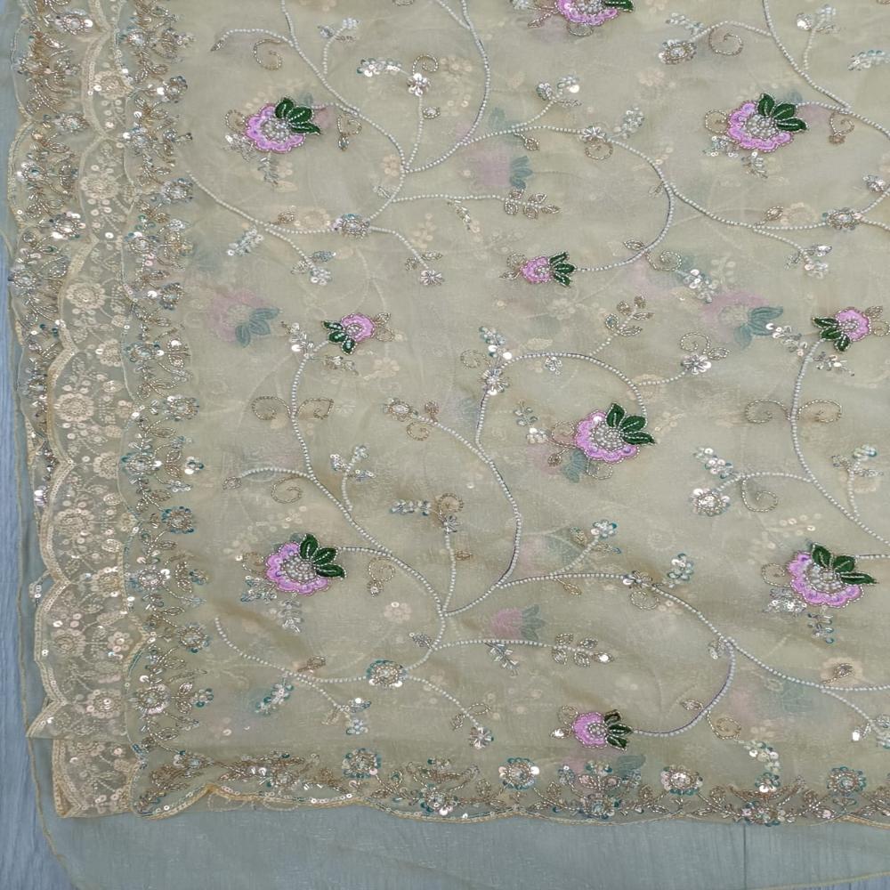 Golden Petal Embroidered Saree
