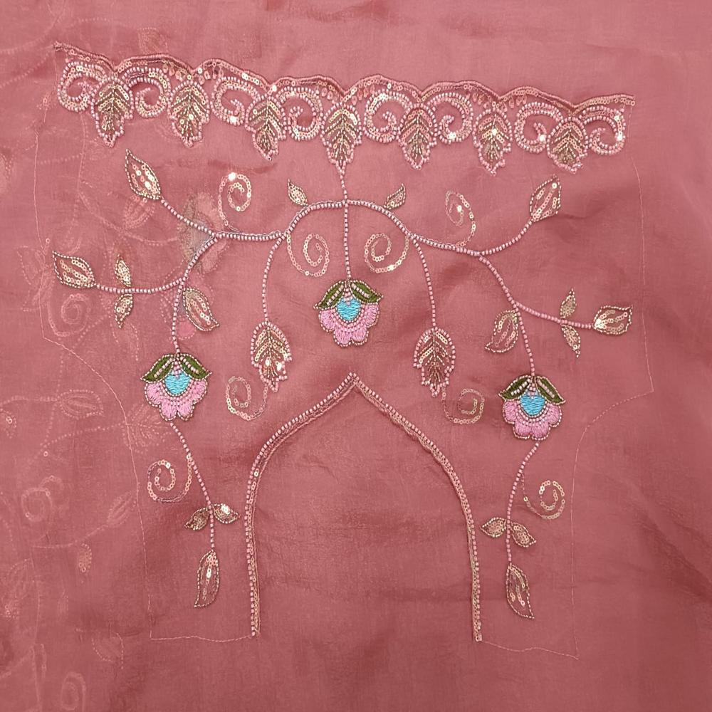 Dusty Rose Mirror-Work Saree