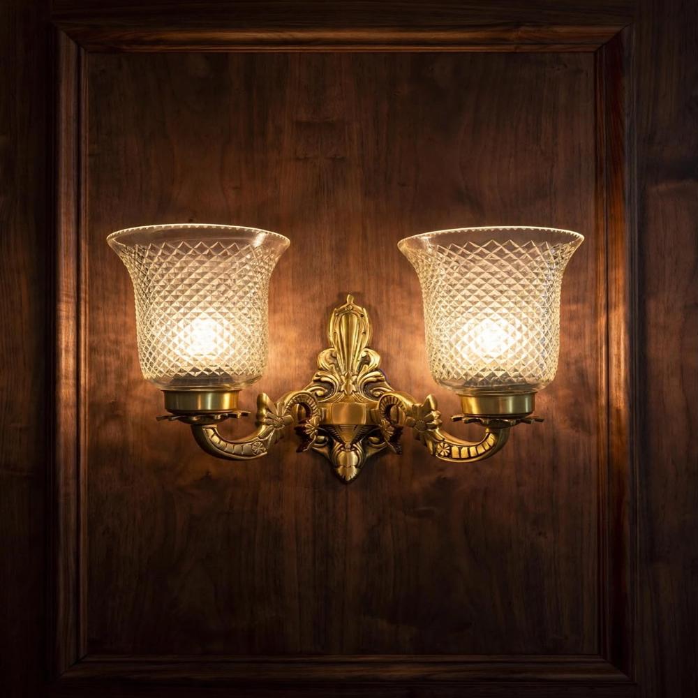 Double Light Brass Wall Light - Color: Antique Golden