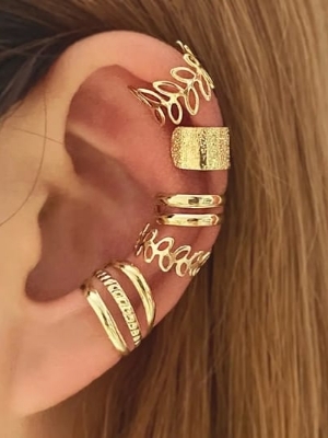 Gold-Tone Ear Cuff Earring Set - Color: Gold Selver