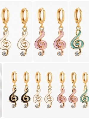 Multicolor Musical Note Dangle Earrings - Gender: Women