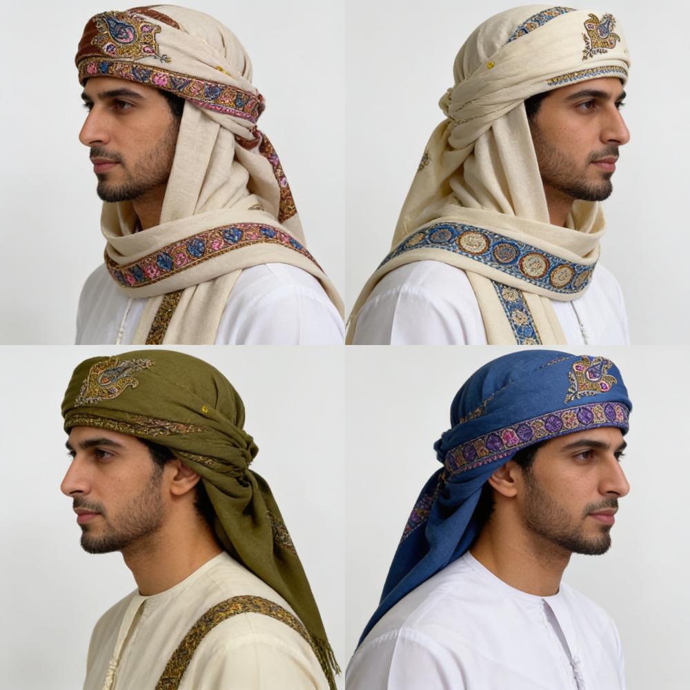 Handmade Pure Pashmina Arabian Needlework Mens Scarf - Color: Assorted