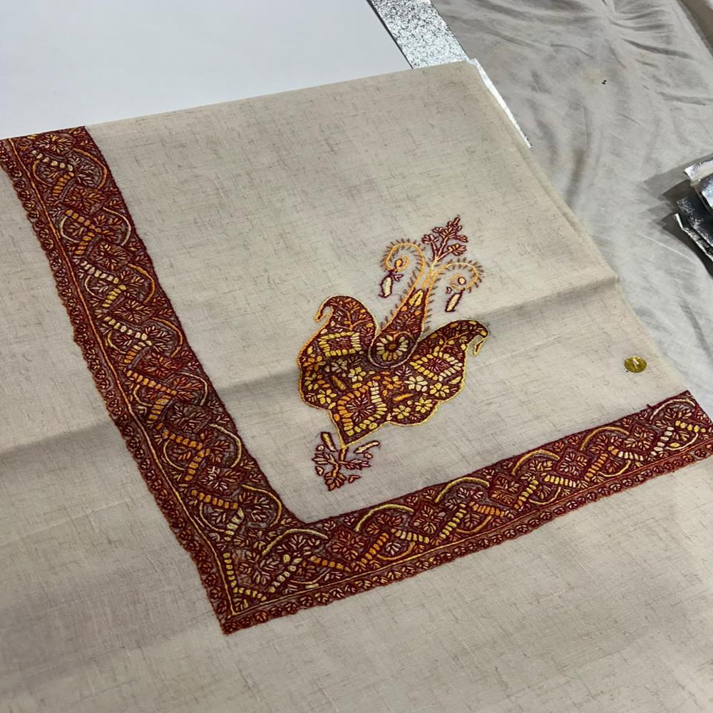 Handmade Pure Pashmina Arabian Needlework Mens Scarf