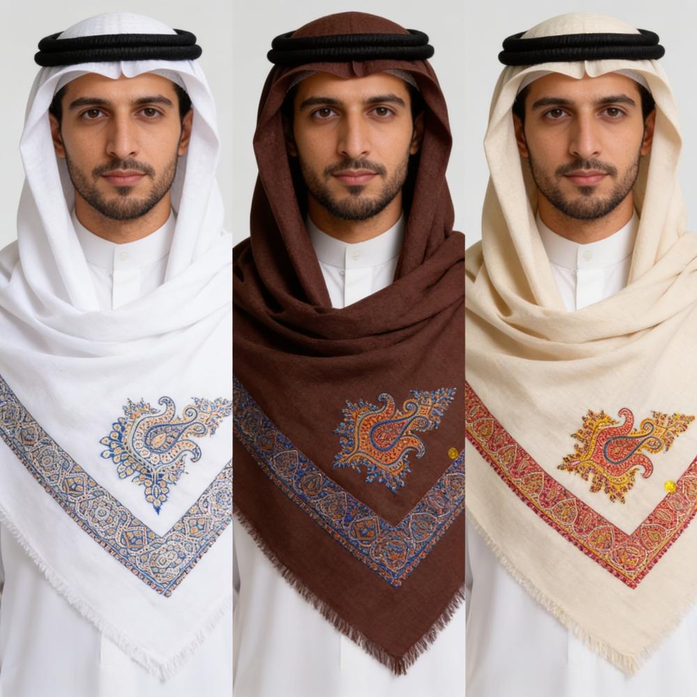 Elegent Handmade Pure Pashmina Arabian Thick Finer And Broader Needlework Mens Scarf - Color: Assorted
