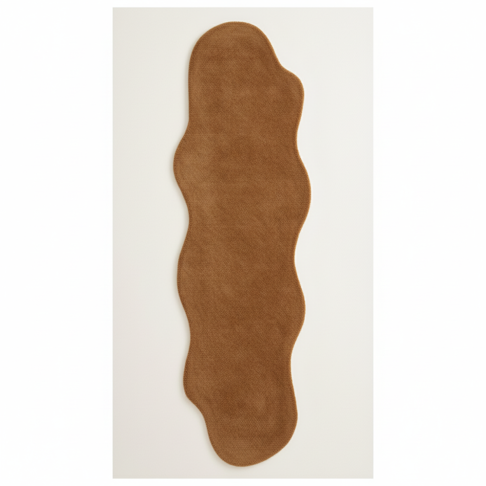 Brown Handmade Tufted Rug with Irregular Organic Shape for Modern Home Decor