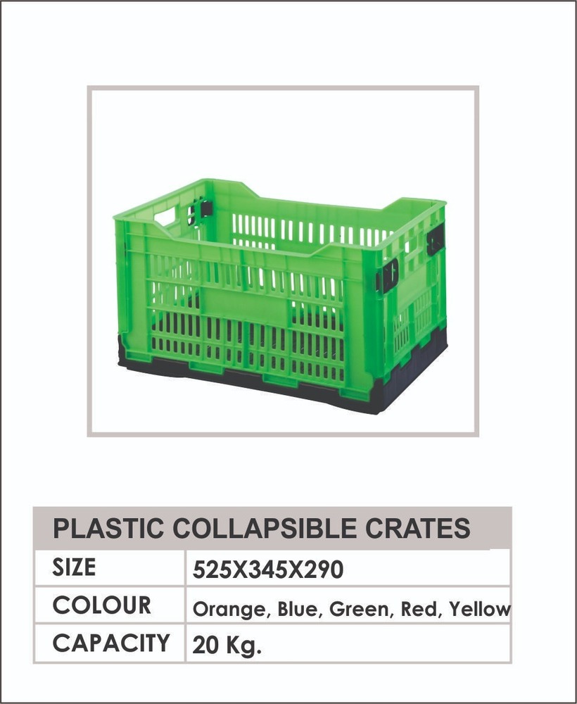Collapsible Plastic Storage Crate - Color: Orange